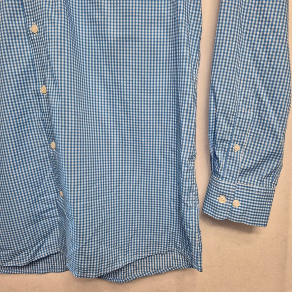 johnnie-o Mens XL Blue Gingham Button Down Shirt Long Sleeve Beach Casual Date - Picture 3 of 7